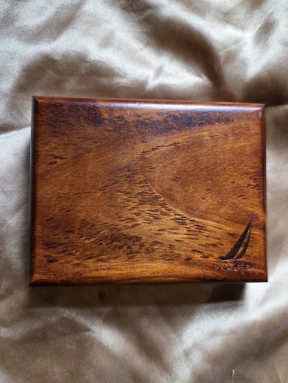 Nautica Polished Wooden Jewelry Box in Warm Brown Finish